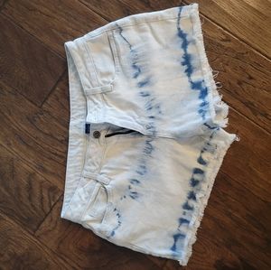 Tie dye denim shorts